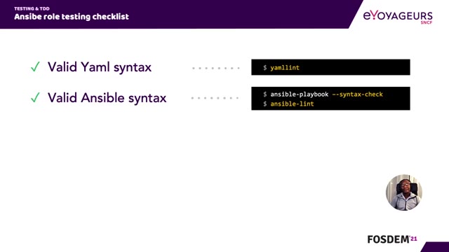 "Unit testing Ansible roles with Molecule" — FOSDEM 2021 — slide 21