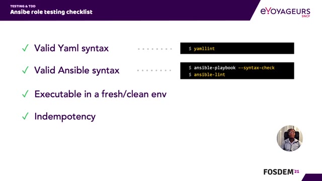 "Unit testing Ansible roles with Molecule" — FOSDEM 2021 — slide 22