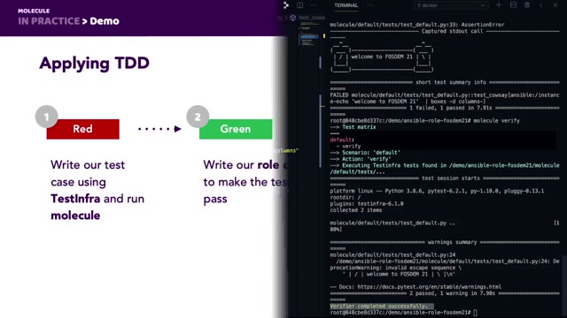 "Unit testing Ansible roles with Molecule" — FOSDEM 2021 — slide 63