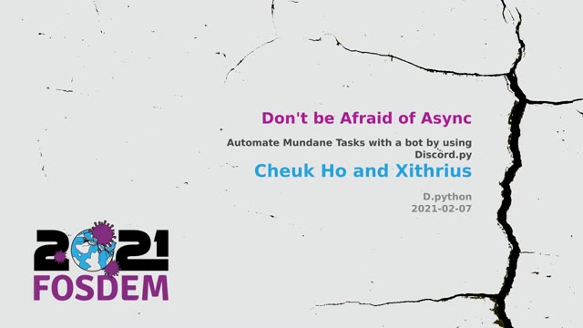 Slide 1 of “Don't be Afraid of Async”, kept at 0:00