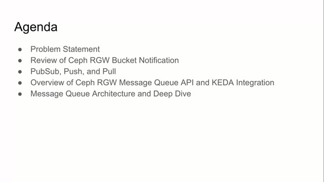 "Ceph RGW message queue API for serverless computing" — FOSDEM 2021 — slide 4