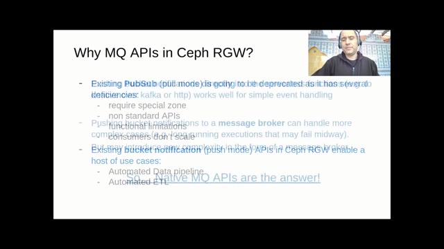 "Ceph RGW message queue API for serverless computing" — FOSDEM 2021 — slide 5