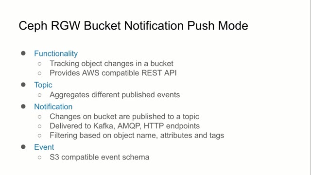 "Ceph RGW message queue API for serverless computing" — FOSDEM 2021 — slide 6