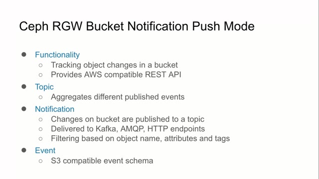 "Ceph RGW message queue API for serverless computing" — FOSDEM 2021 — slide 7