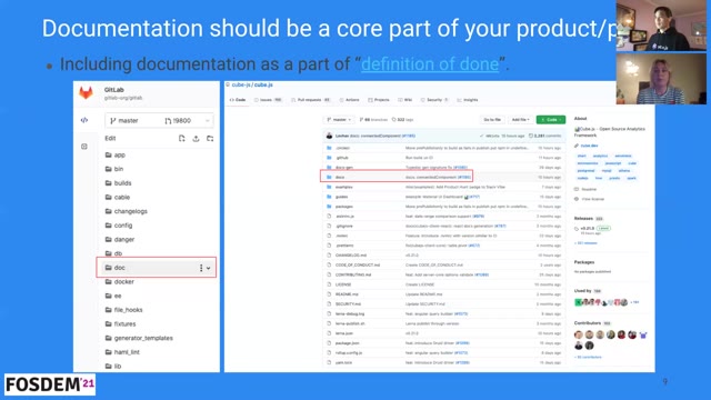 Folie 10 aus „Making Documentation a First-class Citizen in Open Source Projects“, bei 6:27 behalten