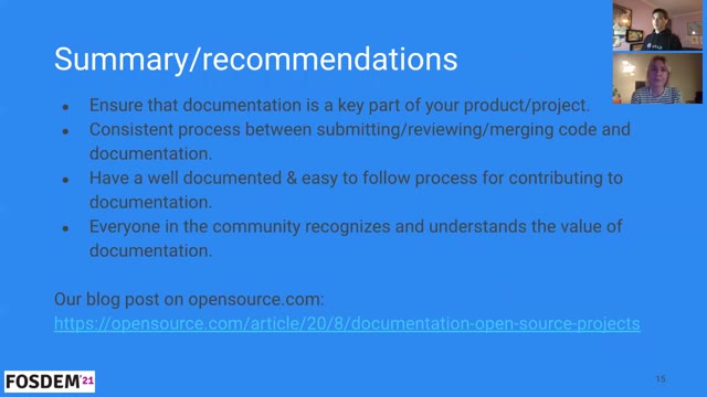 Folie 15 aus „Making Documentation a First-class Citizen in Open Source Projects“, bei 25:17 behalten