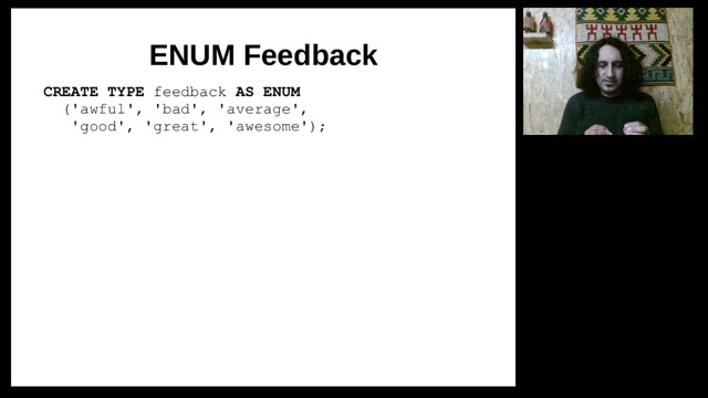 "I use ENUM — vindicating the underdog of data types" — FOSDEM 2021 — slide 18