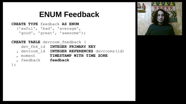 "I use ENUM — vindicating the underdog of data types" — FOSDEM 2021 — slide 20