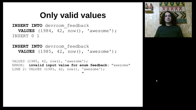 "I use ENUM — vindicating the underdog of data types" — FOSDEM 2021 — slide 22