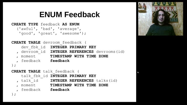 "I use ENUM — vindicating the underdog of data types" — FOSDEM 2021 — slide 23