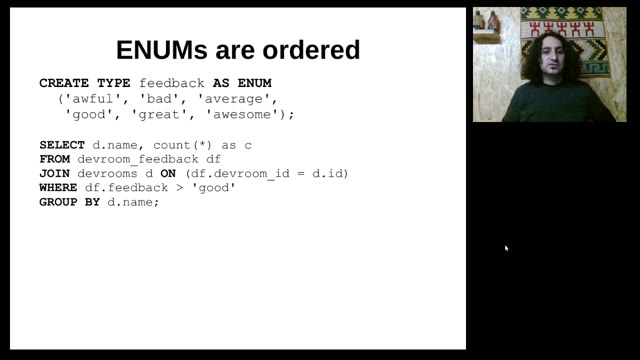 "I use ENUM — vindicating the underdog of data types" — FOSDEM 2021 — slide 51