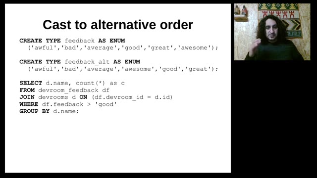"I use ENUM — vindicating the underdog of data types" — FOSDEM 2021 — slide 52