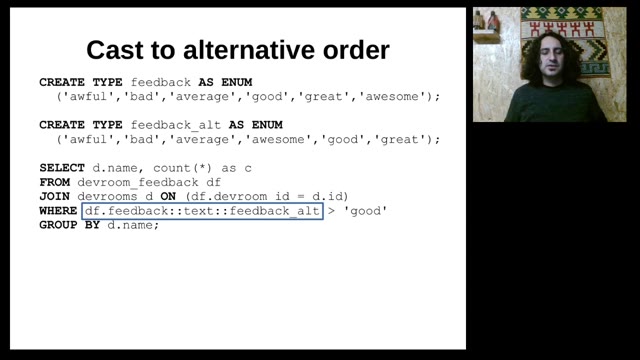 "I use ENUM — vindicating the underdog of data types" — FOSDEM 2021 — slide 53