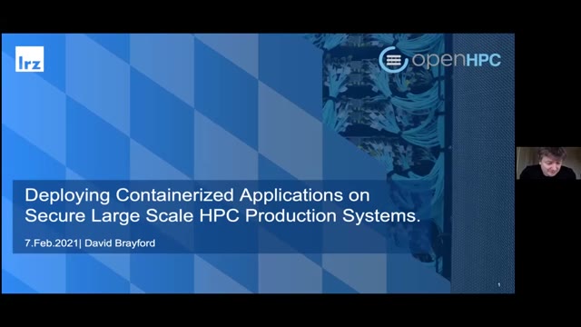 "Deploying containerised applications on secure large-scale HPC systems" — FOSDEM 2021 — slide 2