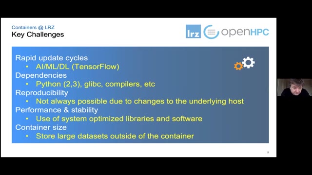 "Deploying containerised applications on secure large-scale HPC systems" — FOSDEM 2021 — slide 6
