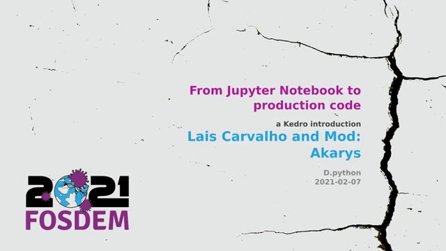 Folie 1 aus „From Jupyter Notebook to production code“, bei 0:00 behalten