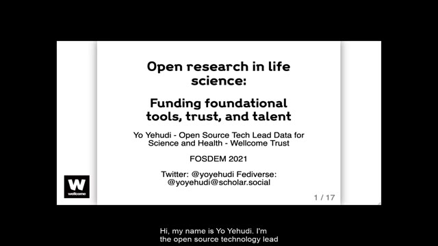 "Open research in life science" — FOSDEM 2021 — slide 2