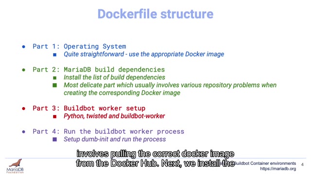 "MariaDB Buildbot container environments" — FOSDEM 2021 — slide 12