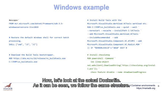"MariaDB Buildbot container environments" — FOSDEM 2021 — slide 32