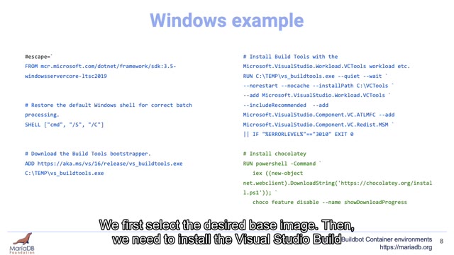 "MariaDB Buildbot container environments" — FOSDEM 2021 — slide 33