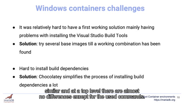 "MariaDB Buildbot container environments" — FOSDEM 2021 — slide 36