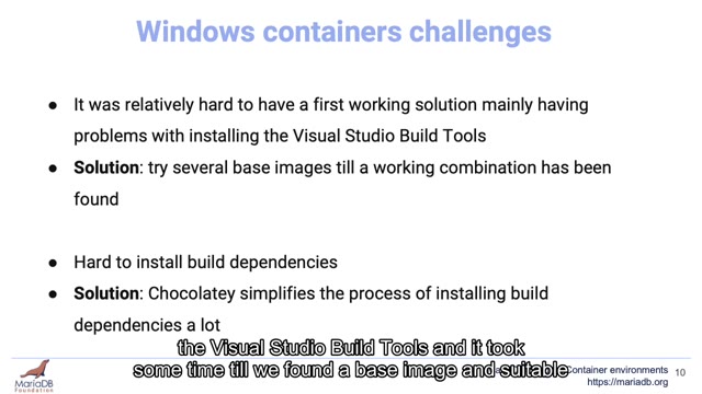 "MariaDB Buildbot container environments" — FOSDEM 2021 — slide 37
