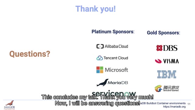 "MariaDB Buildbot container environments" — FOSDEM 2021 — slide 41