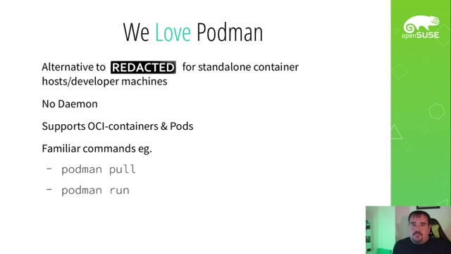 "openSUSE MicroOS — bigger isn't better, slower isn't safer" — FOSDEM 2021 — slide 37