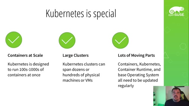 "openSUSE MicroOS — bigger isn't better, slower isn't safer" — FOSDEM 2021 — slide 46