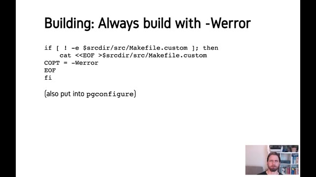 "A PostgreSQL development environment" — FOSDEM 2021 — slide 13
