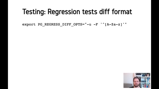 "A PostgreSQL development environment" — FOSDEM 2021 — slide 21
