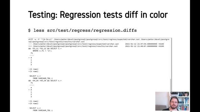 "A PostgreSQL development environment" — FOSDEM 2021 — slide 22