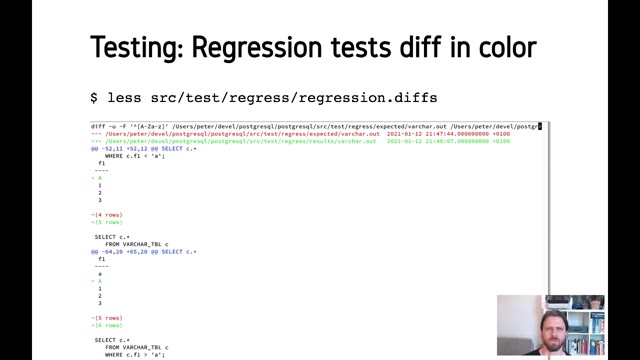 "A PostgreSQL development environment" — FOSDEM 2021 — slide 26