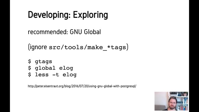 "A PostgreSQL development environment" — FOSDEM 2021 — slide 30