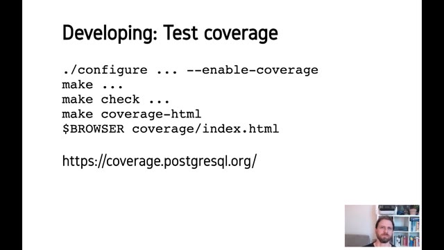 "A PostgreSQL development environment" — FOSDEM 2021 — slide 32