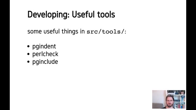 "A PostgreSQL development environment" — FOSDEM 2021 — slide 34