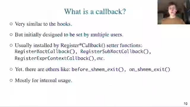 "Getting on a hook, or PostgreSQL extensibility" — FOSDEM 2021 — slide 11