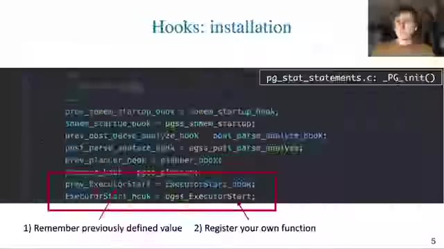 "Getting on a hook, or PostgreSQL extensibility" — FOSDEM 2021 — slide 7