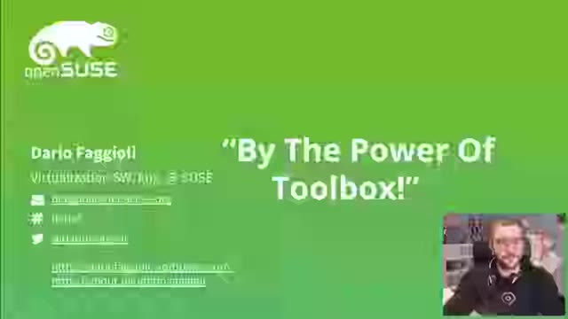 "By the power of toolbox!" — FOSDEM 2021 — slide 2