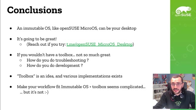 "By the power of toolbox!" — FOSDEM 2021 — slide 33