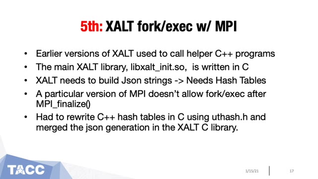 "XALT: lessons from attaching to almost every program in Linux" — FOSDEM 2021 — slide 18