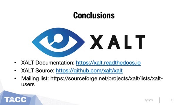 "XALT: lessons from attaching to almost every program in Linux" — FOSDEM 2021 — slide 22