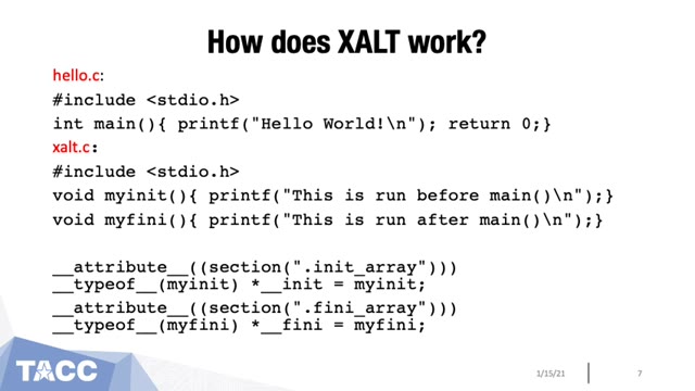 "XALT: lessons from attaching to almost every program in Linux" — FOSDEM 2021 — slide 9