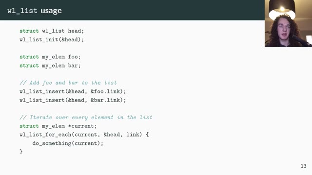 "Zig: the perfect language for a Wayland compositor?" — FOSDEM 2021 — slide 22