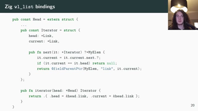 "Zig: the perfect language for a Wayland compositor?" — FOSDEM 2021 — slide 37