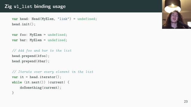 "Zig: the perfect language for a Wayland compositor?" — FOSDEM 2021 — slide 39